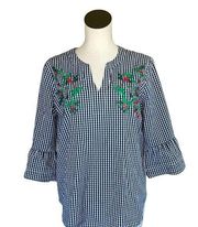 NWOT Marc New York Gingham Embroidered Blouse