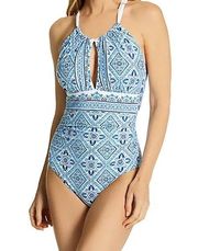 La Blanca. Mediterranean Breeze High Neck One Piece Swimsuit.