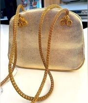 Vintage Gold Metallic Evening Purse With Snap Closure