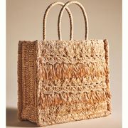 Rafia Fringe tote Natural