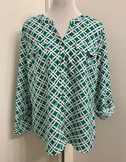 Retro Print button-down blouse