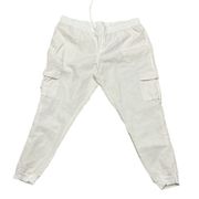 New York & Co White Linen Blend Cargo Jogger XL Beach Boho