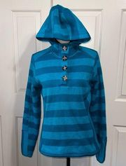 AVALANCHE Blue Striped Quarter Button Hoodie