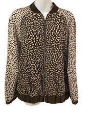 Susan Graver Animal Print Lightweight Bomber Jacket Size Small