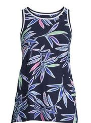 Secret Treasures size large High-Neck Knit Tank Top nwt dark navy tropical