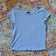 Wild Fable Periwinkle Blue Tee Shirt With Scalloped Edges