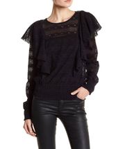 lace black ruffle long sleeve