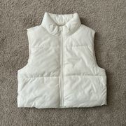 White Cropped Puffer Vest 