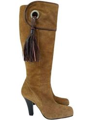 BCBGMaxAzria Suede Tassle Heel Boots