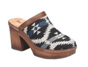 Korks Lori heeled Clog Aztec western print Sz 10