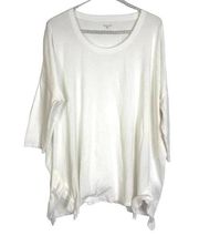 Garnet Hill White Organic Cotton Dolman 3/4 Sleeve Ruffle Detailing SZ L