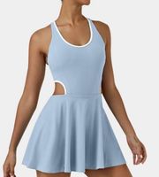 Softlyzero Backless Crisscross Cut Out Pocket Mini Tennis Active Dress UPF50+