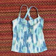 MARMOT BLUE ATHLETIC GEOMETRIC CRISS CROSS TANK TOP