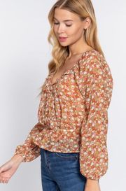 NWT 1X Floral Pebble Chiffon Blouse 