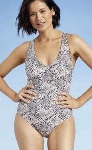 All In Motion One Piece Swimsuit Snake Print Stretch Strappy Women’s L 12-14 NWT