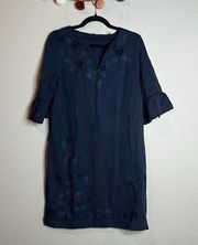 Margaret O'Leary navy blue flower shift dress