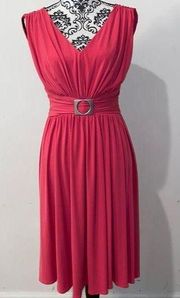 Vintage Y2K Suzi Chin for Maggy Boutique V-Neck Midi Dress Size 8 EUC