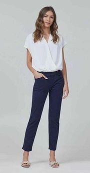 Lila Ryan Womens The Pert Tapered Trousers Pants Navy Blue Size 4 Ruffle Pocket