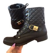 786-G by GUESS Byron Quilted Black Boots