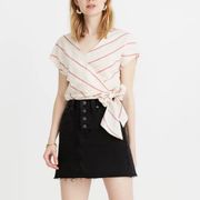 Madewell Rigid Denim A-Line Mini Skirt in Lunar Wash: Button-Front Edition