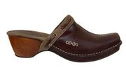 Timberland Comforia Brown Leather and Canvas Clogs Mules