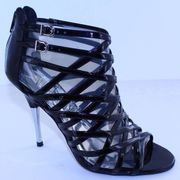 INC Lizzy Black Open Toe Strappy Stiletto Heel 8.5