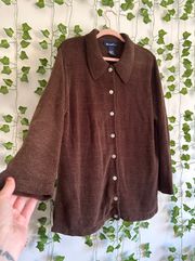 Brown Collared Cardigan Sweater