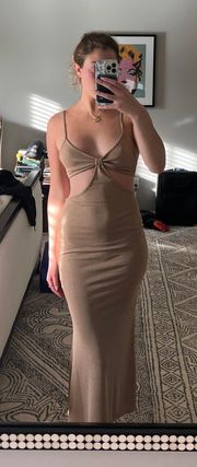 tan maxi dress