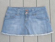 SO Chewed Hem Y2K Denim Jean Skirt Size 7