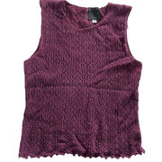 Anna Sui Tank Top Womens Medium Purple Crochet Open Knit Lettuce Hem Vintage