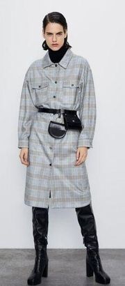 Zara glen check plaid long line shacket