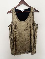 REISS Gold Metallic Tank Top Sleeveless Scoop Neck Size 8 Designer Lightweight