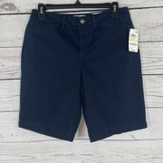 Charter Club SZ 4 Shorts Stretch Pockets Navy Blue Flat Front Womens New