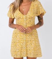Same Same Yellow Floral Button-Up Mini Dress Size 2