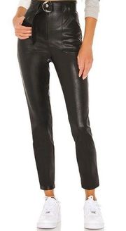 Superdown Revolve Chanice Buckle Pant Faux Leather High Waisted Crop Black S