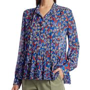 10 Crosby Ailani Ruffle-Hem Blouse In Azure Floral Print