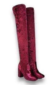 Carlos Rumer Over the Knee Slouch Boots Malbec Velvet by  Size 7