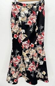 Blondie Nites by Stacy Sklar Black Floral Print Maxi Skirt Women's Size 5