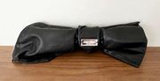 Alexis Mabille Women's Beaded Black Leather Folded Bow Accents Wristlet Bag