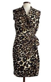 Saks leopard knee length wrap dress