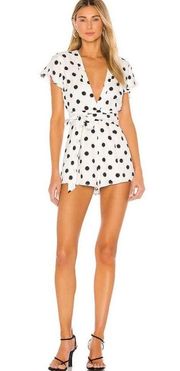 Privacy Please polka dot v-neck romper women’s Size Medium white/black