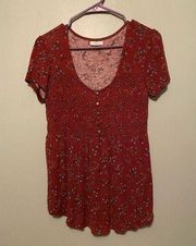 Maurice’s Short Sleeve Faux Button Baby Doll Shirt Size Medium