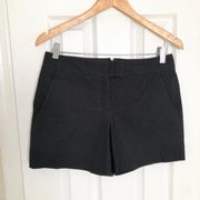 Lynie Twill Stretch Flat Front Chino Black Shorts Size 4