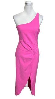 Likely Merilou Dress in Pink Sugar Sheath Slit Ruched Midi Revolve New Size 6