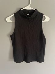 Black Ribbed Crop Tank