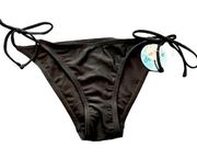 Low Rise Side Tie String Bikini Bottoms, Size XS, Black, medium coverage, NWT