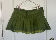 green Pleated Mini Skort 