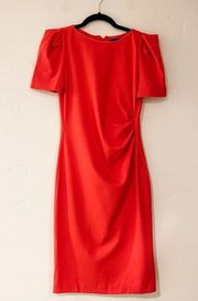 Giorgio Armani Ruched Jersey Short Sleeve Sheath Knee Length Dress in Red Size 4