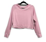 Bebe Sport Crop Top Pink Cloud Spellout Long Sleeve Tee Crewneck Athleisure L