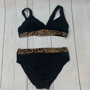 Merona black with animal print two piece swimsuit